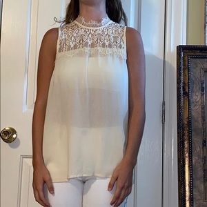 3/$10 Cream Tank Top with Lace Open Back